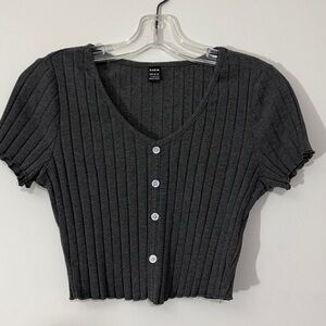 58. Shein Button Front Lettuce Cropped Top